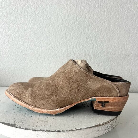Lane Plain Jane Mule Womens 7 Latte Suede Cowboy Boots Western Slip On Short - Picture 4 of 12